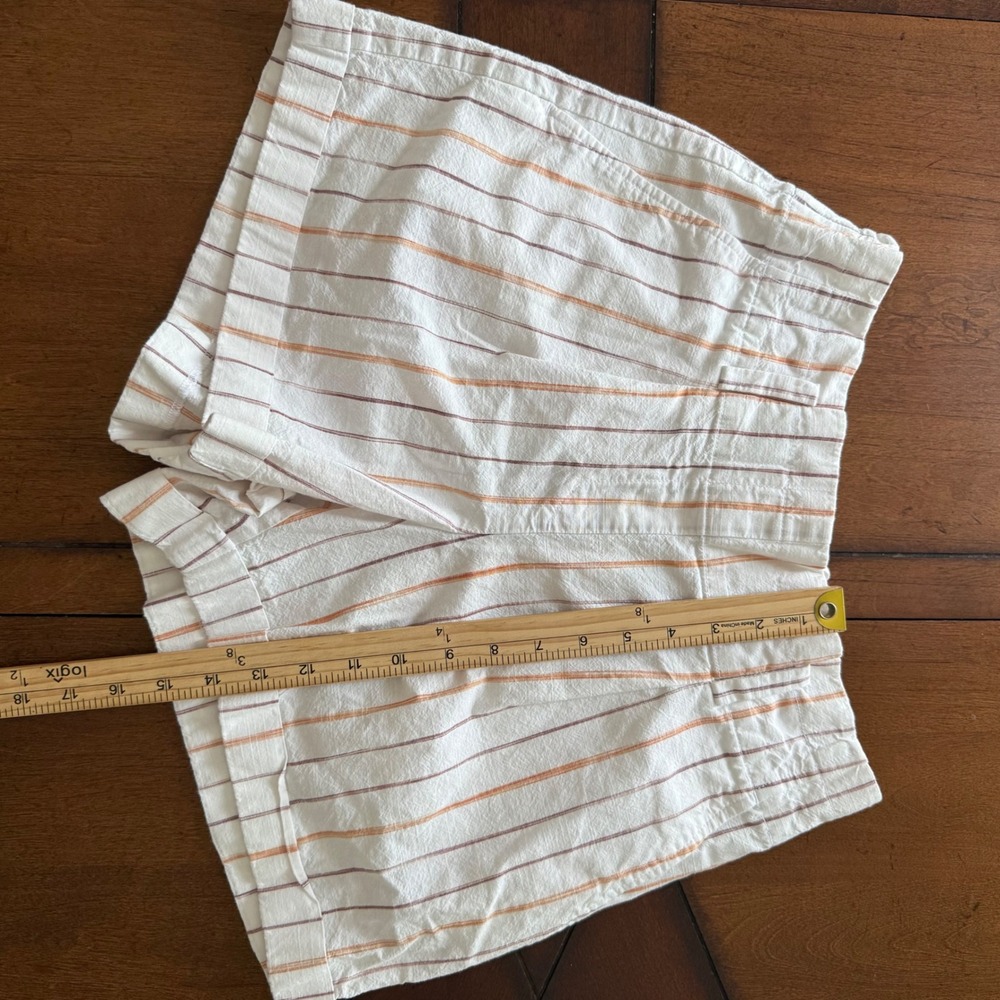 LOFT Outlet Womens Small White Striped High Rise Cotton Shorts Elastic Back - Picture 8 of 9